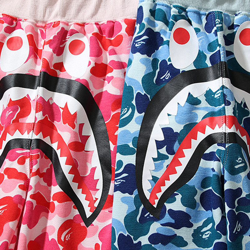 베이프 BAPE 빅 카모 사이드 샤크 스웨트 팬츠 푸른 색 - 위핑 베이프 BAPE 빅 카모 사이드 샤크 스웨트 팬츠 푸른 색