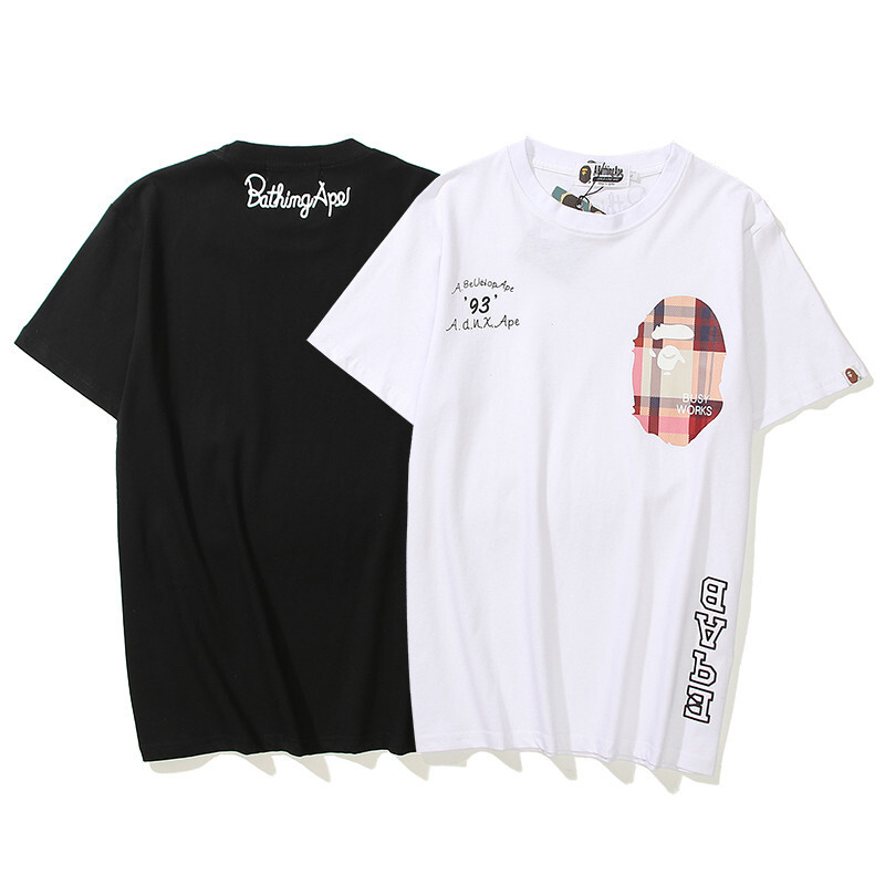베이프 BAPE 유인원 체크 프린트 반팔 화이트 - 위핑 베이프 BAPE 유인원 체크 프린트 반팔 화이트