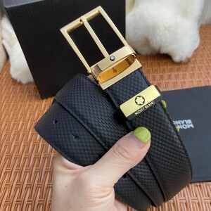 몽블랑 MONT BLANC 리얼 가죽 벨트 골드