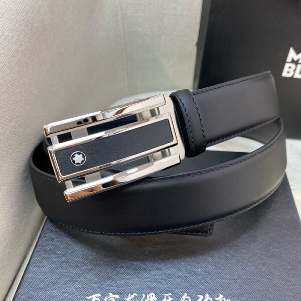 위핑,몽블랑 MONT BLANC 캐주얼 남성 가죽 밴드 은색