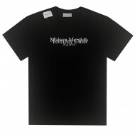 메종마르지엘라 Maison Margiela 오버랩 자수 로고 반팔 블랙