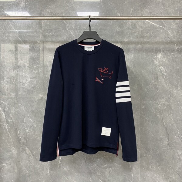 위핑,톰 브라운 Thom Browne 사랑의 화살 천사 개 자수 폴로 커플 긴팔 맨투맨 네이비