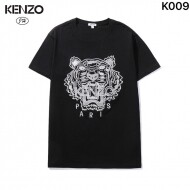 겐조 KENZO 호랑이 머리 실버 그레이 자수 반팔 블랙