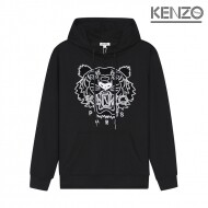 겐조 KENZO 호랑이 머리 화이트 자수 후드 맨투맨 블랙