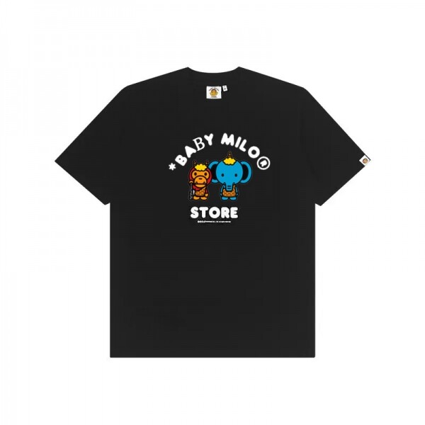 위핑,BAPE 오랑우탄 코끼리 프린트 반팔 블랙