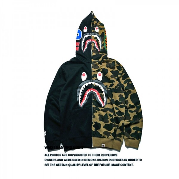 위핑,베이프 BAPE 상어 머리 패치 밀리터리 집업 맨투맨 다크그린