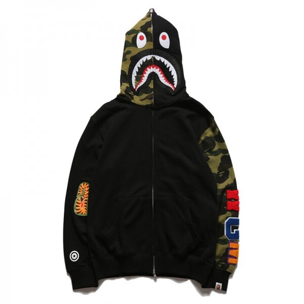 위핑,베이프 BAPE 샤크 헤드 WGM 하프 카모 지퍼 후드