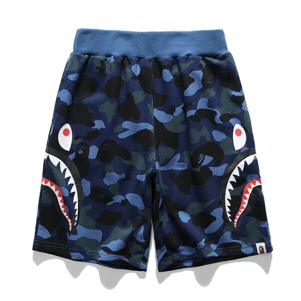 위핑,베이프 BAPE 양쪽 상어 머리 프린트 반바지 블루