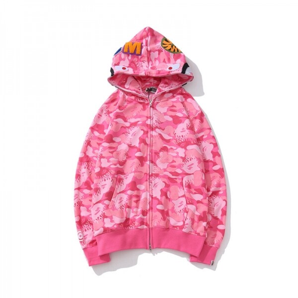 위핑,베이프 BAPE 샤크헤드 파이어 맨투맨 핑크