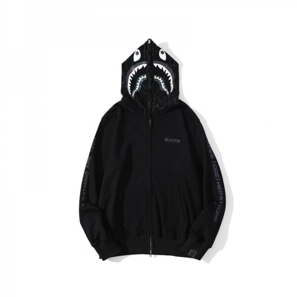 위핑,베이프 BAPE 반사 컬러 유인원 머리 후드 맨투맨 블랙