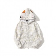 베이프 BAPE 시티 카모 샤크 와이드 풀집 더블 후디 흰색