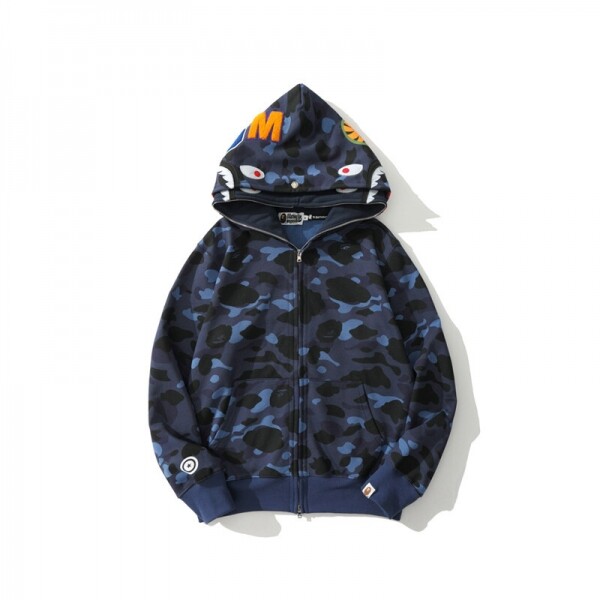 위핑,베이프 BAPE 샤크헤드 오리지널 후드 카모 맨투맨 블루