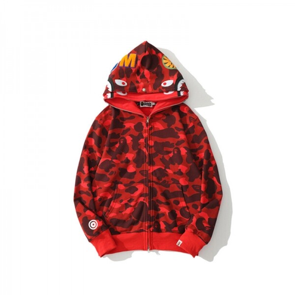 위핑,베이프 BAPE 샤크헤드 오리지널 후드 카모 맨투맨 레드