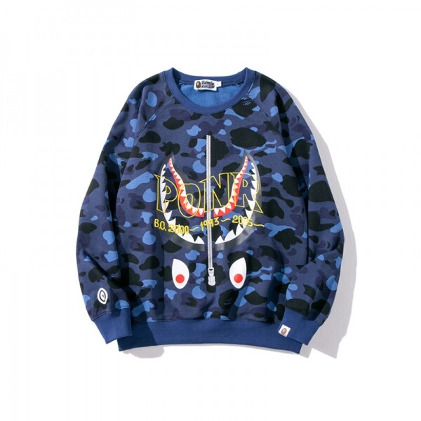 블링크,베이프 BAPE 컬러 카모 PONR 샤크 크루넥 푸른 색