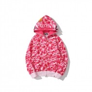 베이프 BAPE 빅 ABC 카모 샤크 와이드 풀집 더블 후디 핑크색