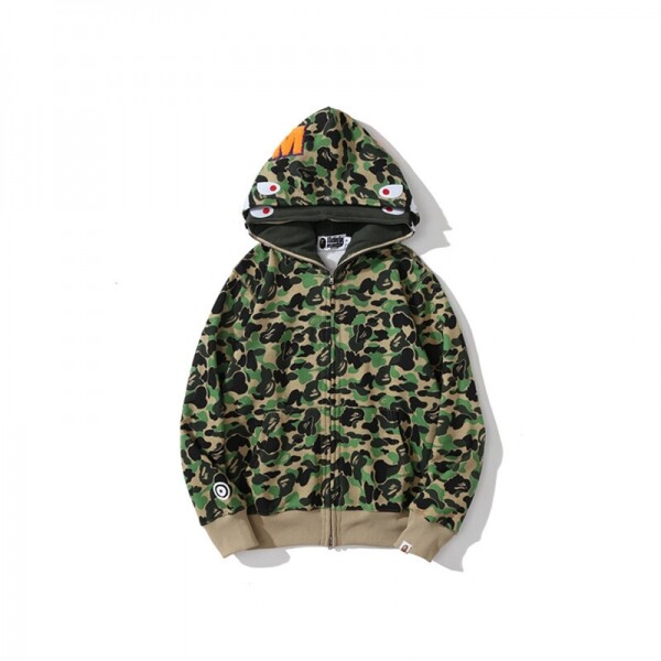 위핑,베이프 BAPE 빅 ABC 카모 샤크 와이드 풀집 더블 후디 녹색