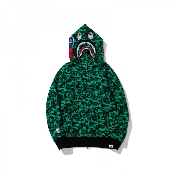 블링크,베이프 BAPE 상어 머리 짙은 녹색 카무플라주 후드티