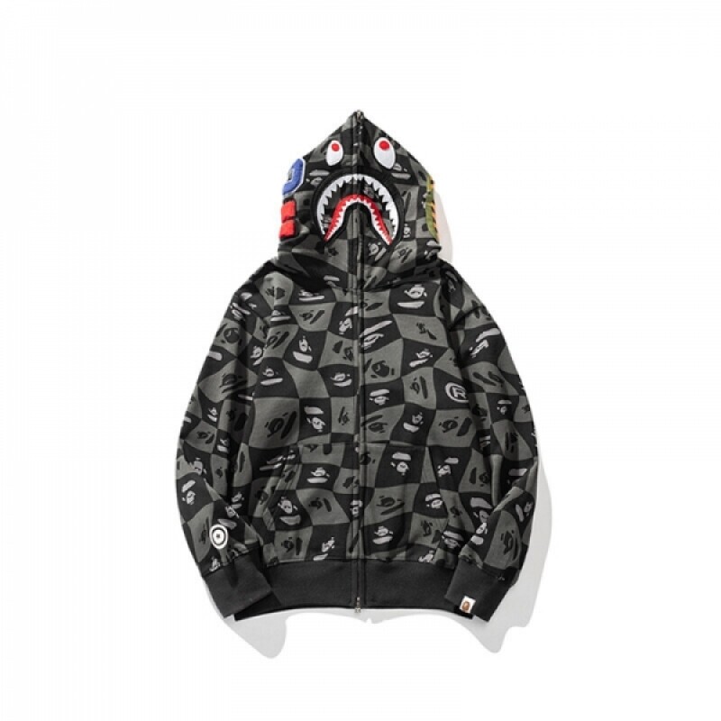 위핑 베이프 BAPE 유인원 꼬임 체크 맨투맨 블랙그레이