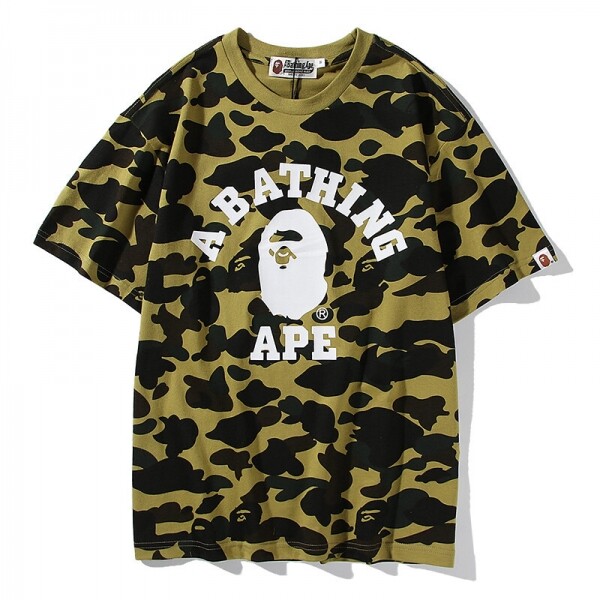 위핑,베이프 BAPE 배색 카모 컬리지 티 노란색 (SS21)