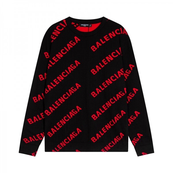 위핑,Balenciaga，발렌시아가，클래식 니트 크루넥 스웨터 블랙