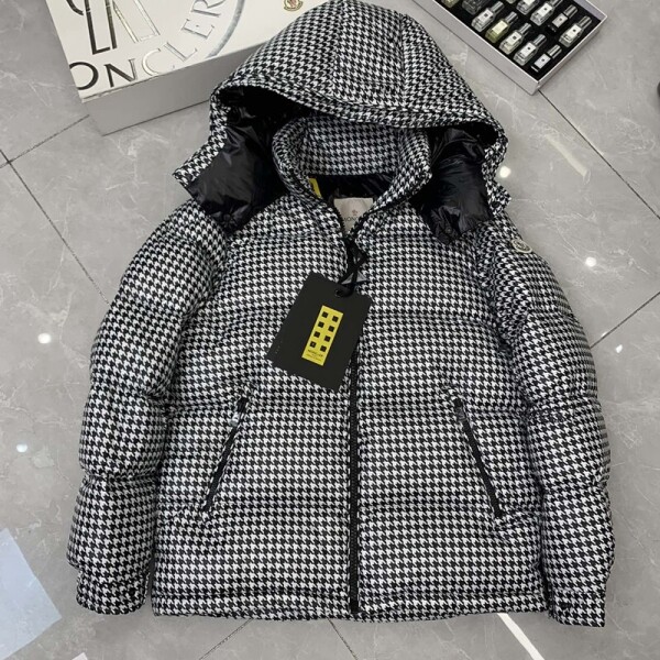 위핑,몽클레어 MONCLER SOCOTRINE 쇼트 버드 체크 패딩 코트 남여 공용