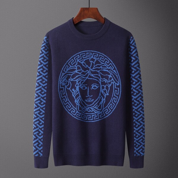 위핑,베르사체 Versace 메두사 로고 패치 캐주얼 니트 남녀공용