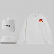 로에베 LOEWE 포켓 불꽃 로고 자수 맨투맨 남여공용