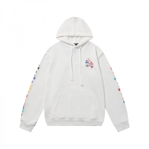위핑,크롬하츠  Chrome Hearts 그라피티 풀프린트 컬러 십자가 후드티 스트리트 남녀 후드티 화이트