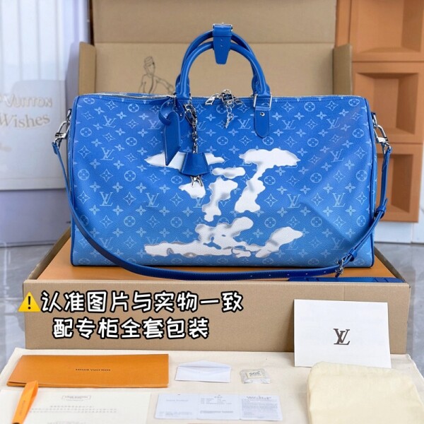 Shop Louis Vuitton Keepall Monogram Nylon 2WAY Plain Leather Logo Boston  Bags (KEEPALL 50B, M21428) by Mikrie