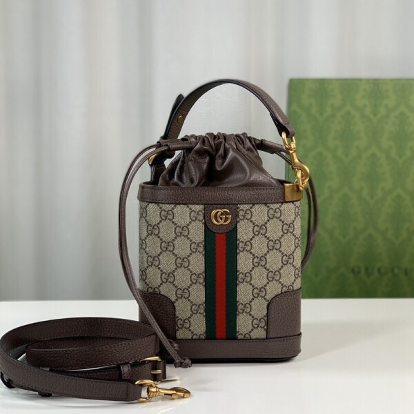 위핑,구찌 GUCCI 더블 G 자카드 빈티지 버킷 스트링 수납 숄더백 752583 9AADO 8746 18X16X5cm