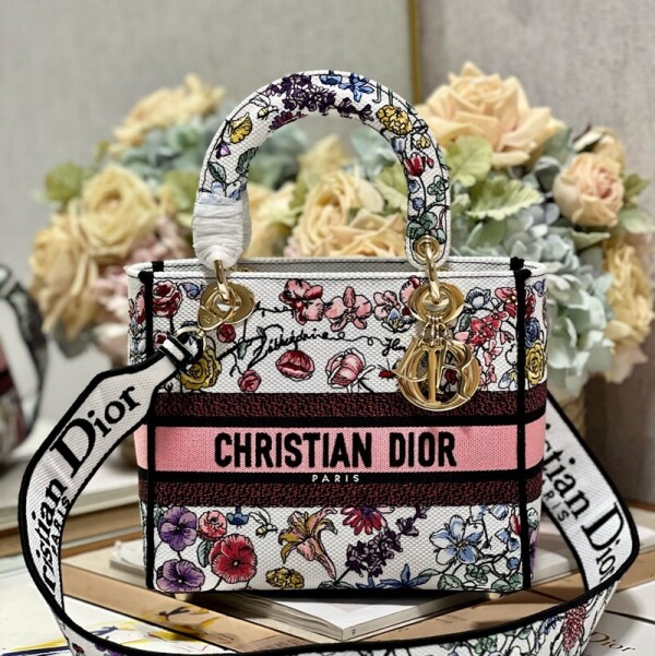 위핑,디올 DIOR 버터플라이 꽃가루 자수 레터링 숄더 스트랩 크로스 토트백 9027 24 x 20 x 11 cm