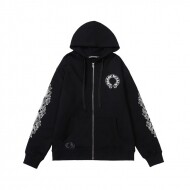 크롬하츠  Chrome Hearts 롤업 심플 클래식 후드집업 남여공용 블랙