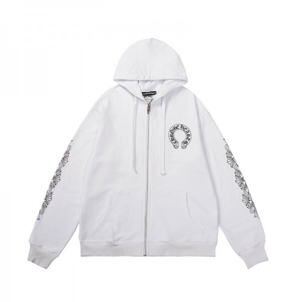 위핑,크롬하츠  Chrome Hearts 롤업 심플 클래식 후드집업 남여공용 화이트