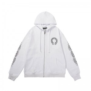 크롬하츠  Chrome Hearts 롤업 심플 클래식 후드집업 남여공용 화이트