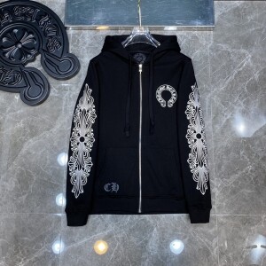 크롬하츠  Chrome Hearts 롤업 로고 심플 클래식 후드 블랙