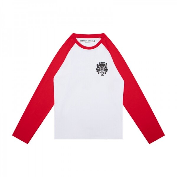 위핑,크롬하츠  Chrome Hearts  레드화이트칼라보검긴팔T