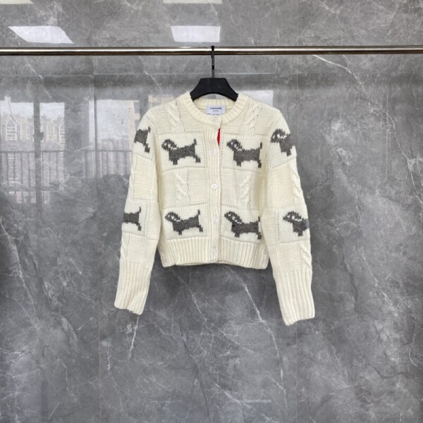 위핑,톰 브라운 Thom Browne  강아지 자수 니트 카디건 스웨터