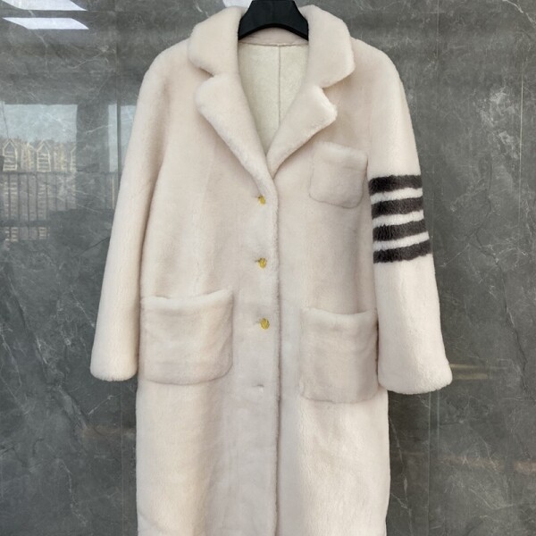 위핑,톰 브라운 Thom Browne  소매 화이트 스티치 기모 코트