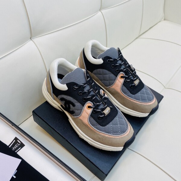 위핑,샤넬 CHANEL 아빠 신발 통굽 아메리칸 빈티지 키높이 스니커즈 추동 그레이