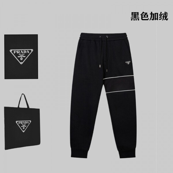 위핑,프라다 PRADA 심플 자수 기모 트레이닝 조거 팬츠