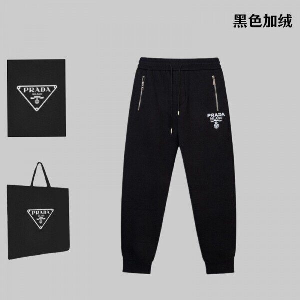 위핑,프라다 PRADA 심플 자수 기모 트레이닝 조거 팬츠