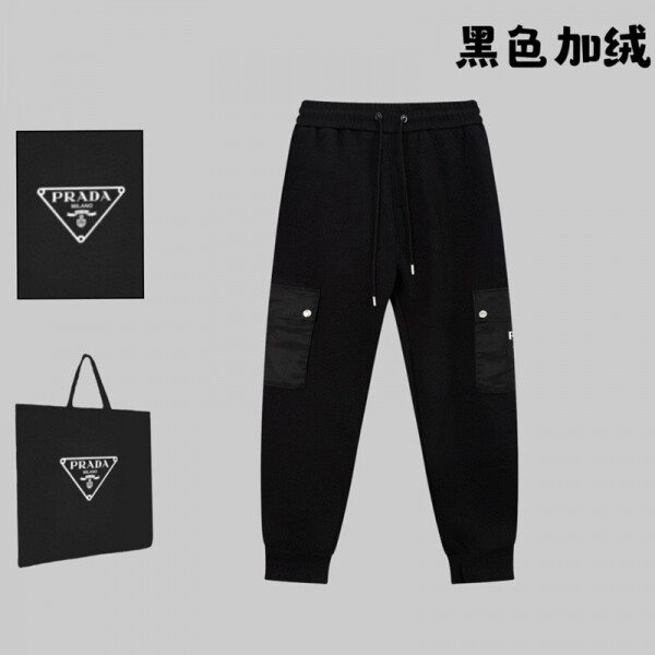 위핑,프라다 PRADA 심플 자수 기모 트레이닝 조거 팬츠