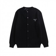 프라다 PRADA 가슴 레터링 로고 프린트 니트 카디건 남여공용