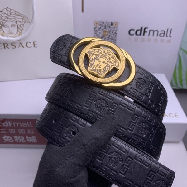 위핑,베르사체 Versace 캐주얼 패션 로고 엠보 남성 벨트 폭: 3.8CM