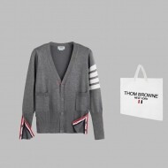 톰 브라운 Thom Browne 클래식 삼색 사도봉 캐주얼 카디건 남녀공용