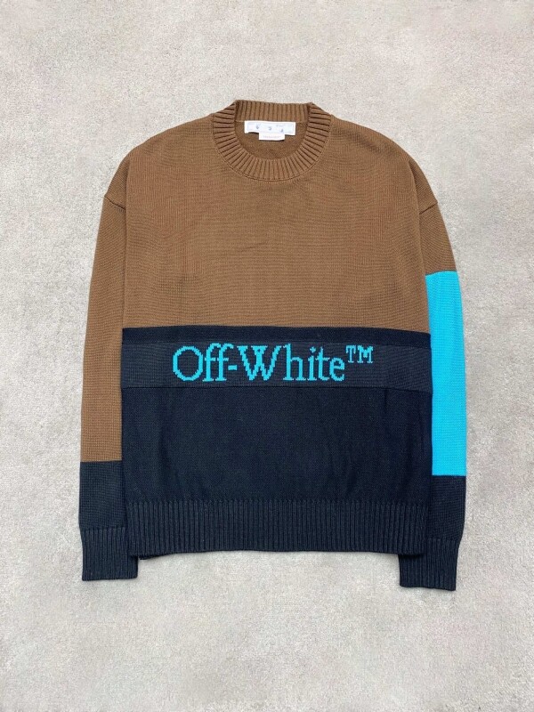위핑,오프화이트 OFF WHITE 배색 니트 자카르 스웨터