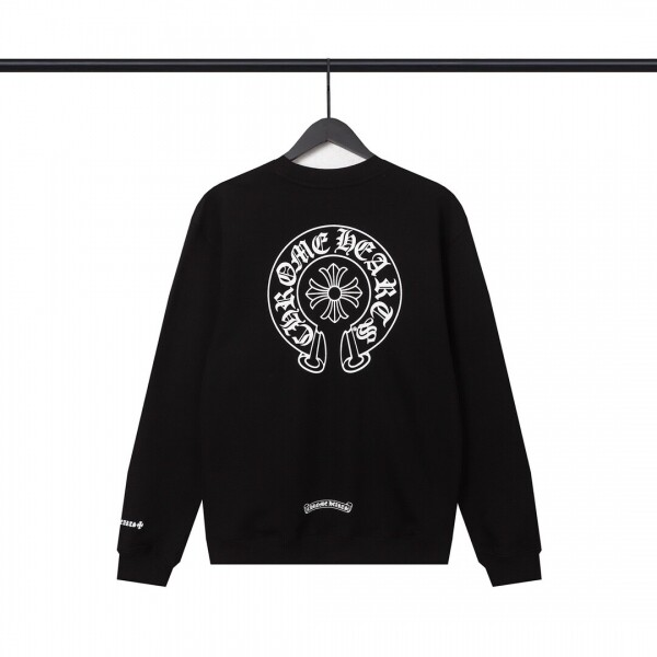 위핑,크롬하츠 Chrome Hearts 클래식 그라데이션 말발굽 커플 라운드 맨투맨 블랙