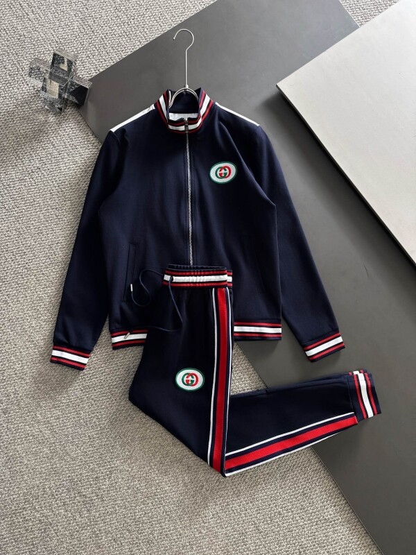 위핑,구찌 GUCCI 클래식 로고 자수 디자인 캐주얼 트레이닝 세트 남녀공용