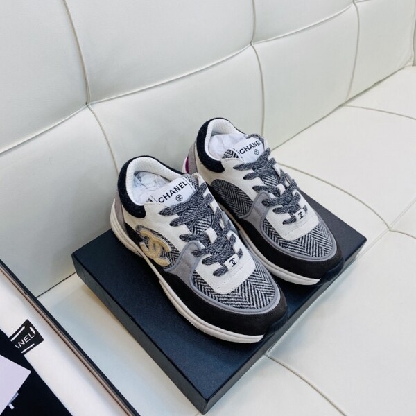 위핑,샤넬 CHANEL 봄맞이 콤비 통굽 운동화 아빠 신발 흑백 그레이