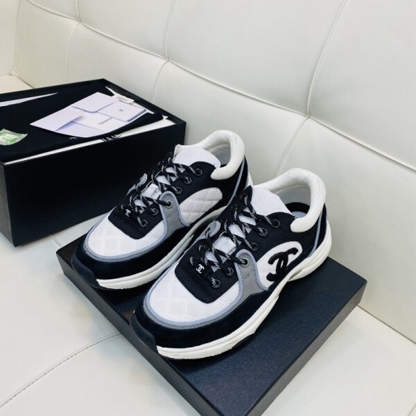 위핑,샤넬 CHANEL 봄맞이 콤비 통굽 운동화 아빠 신발 흑백